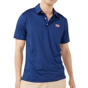 NEW Chubbies Performance Polo Mens Large Navy Blue American Flag Out of the Blue